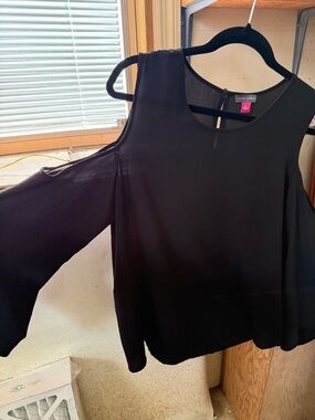 Vince Camuto Black Cold-Shoulder Blouse